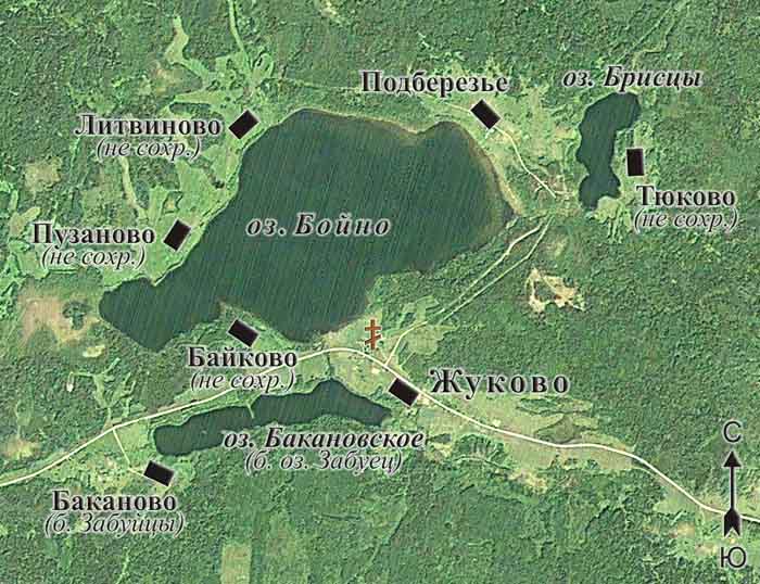 Карта озёр Бойно и Тюковское